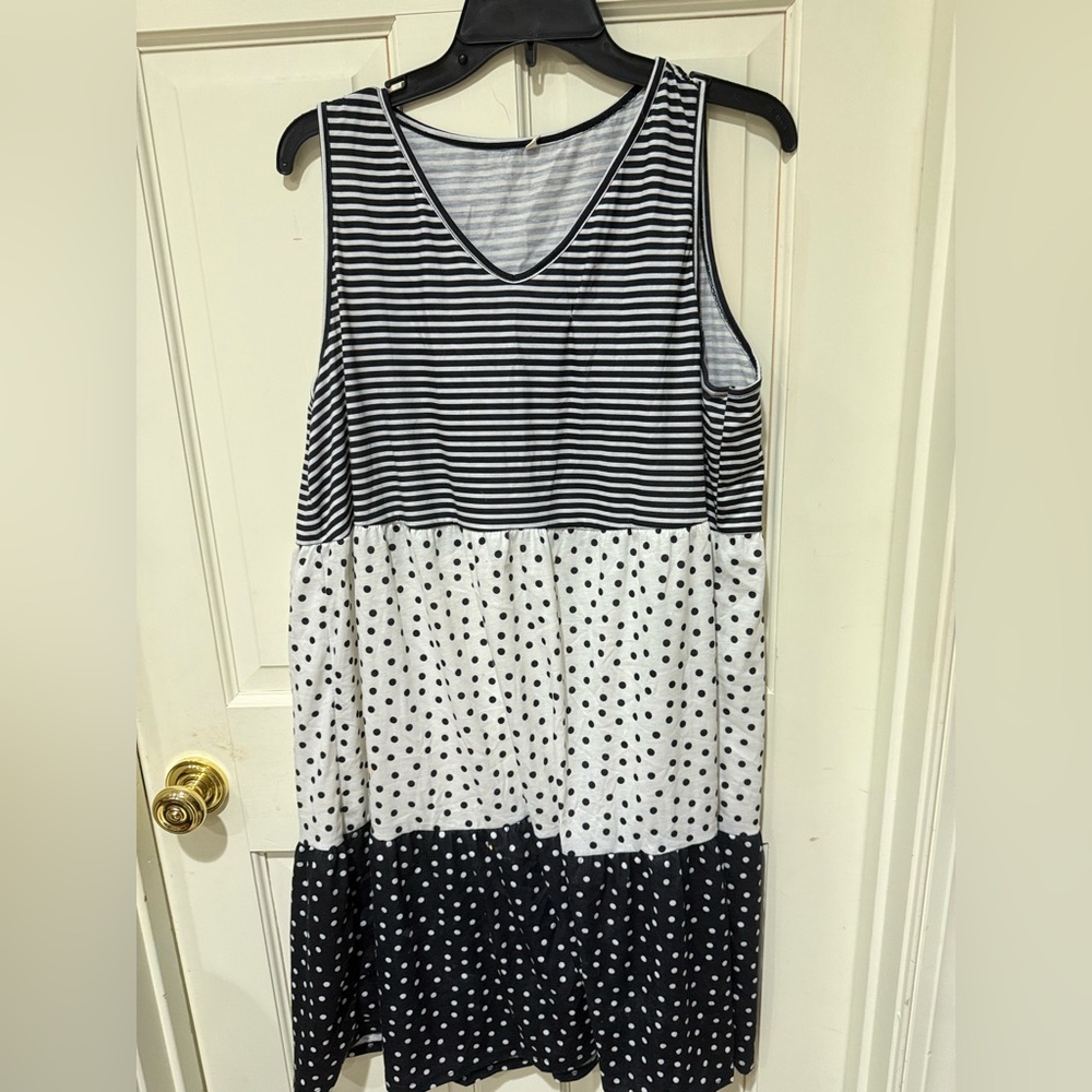 Black and White Striped and Polka Dot Dress